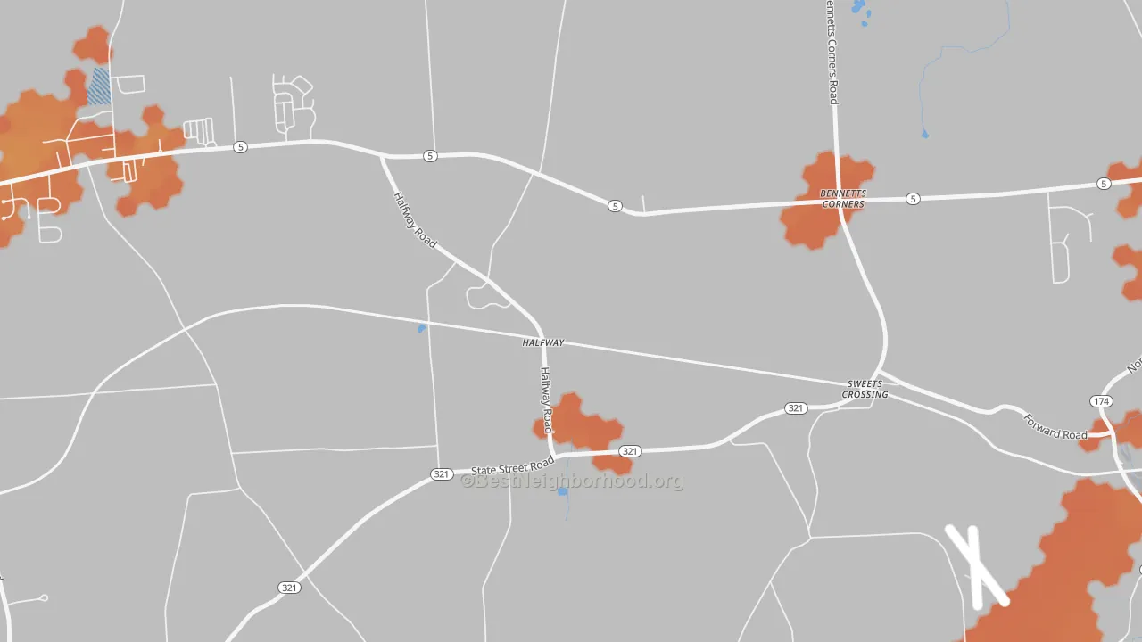Bike Grade map of Halfway, NY