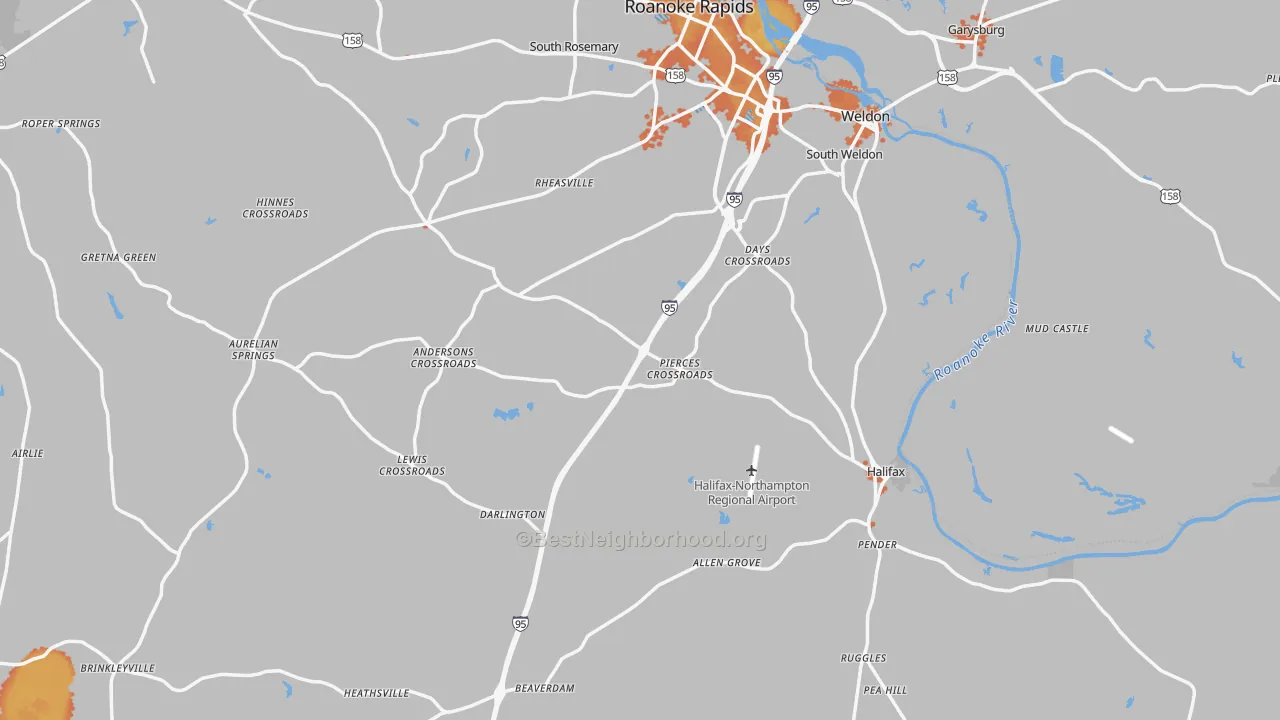 Bike Grade map of Halifax County, NC