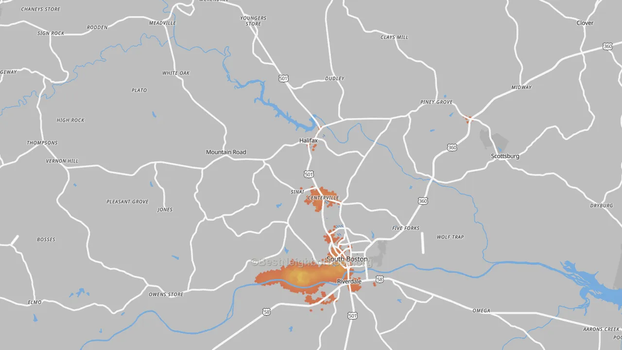 Bike Grade map of Halifax County, VA