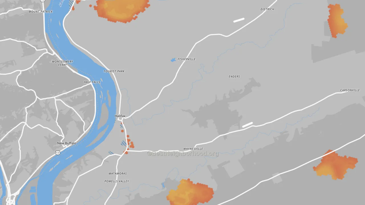 Bike Grade map of Halifax, PA