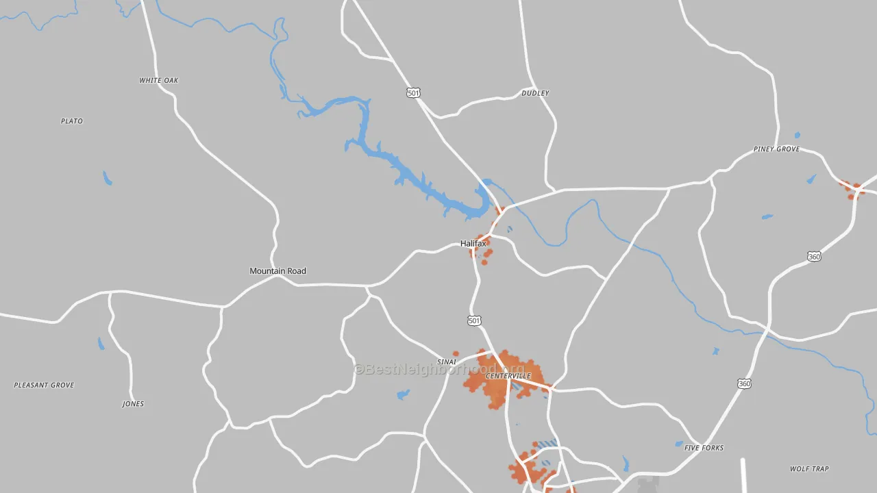 Bike Grade map of Halifax, VA