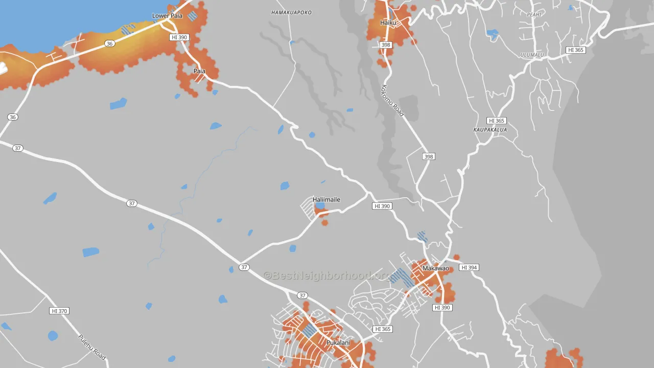 Bike Grade map of Haliimaile, HI