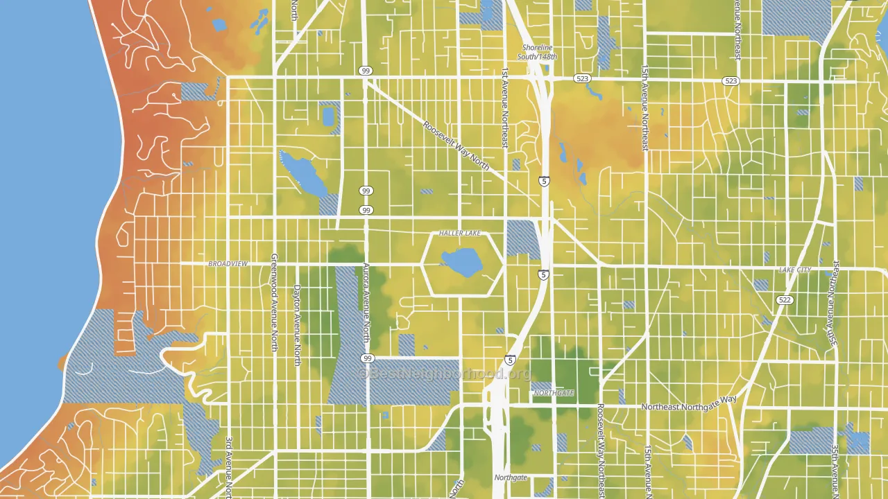 Bike Grade map of Haller Lake, Seattle, WA