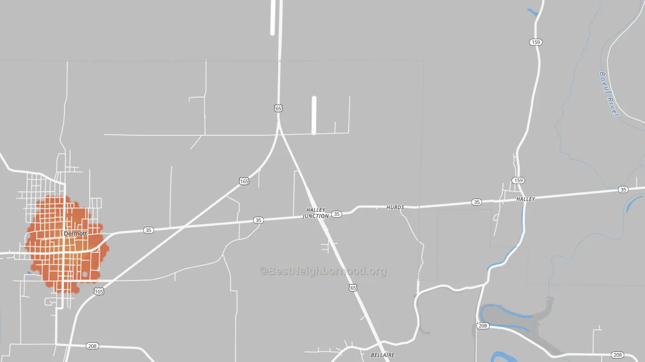 Bike Grade map of Halley Junction, AR