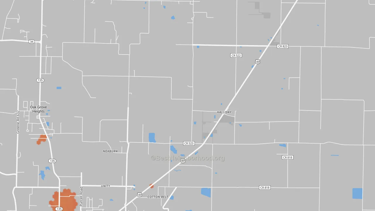 Bike Grade map of Halliday, AR