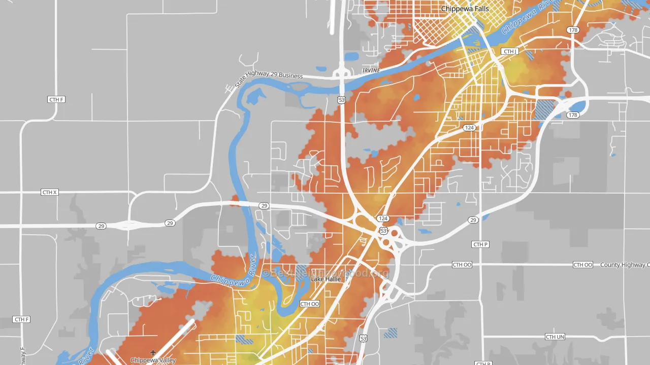 Bike Grade map of Hallie, WI