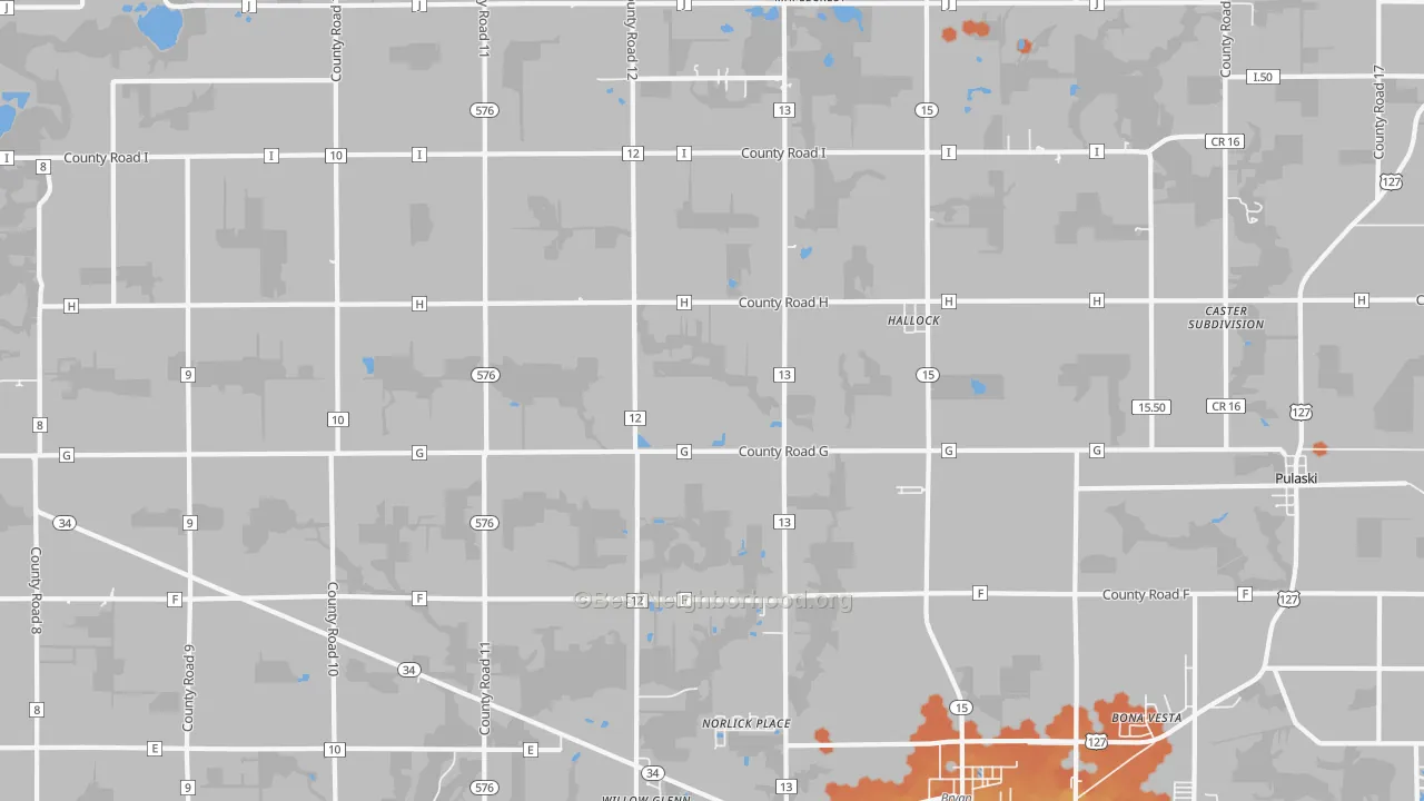 Bike Grade map of Hallock, OH
