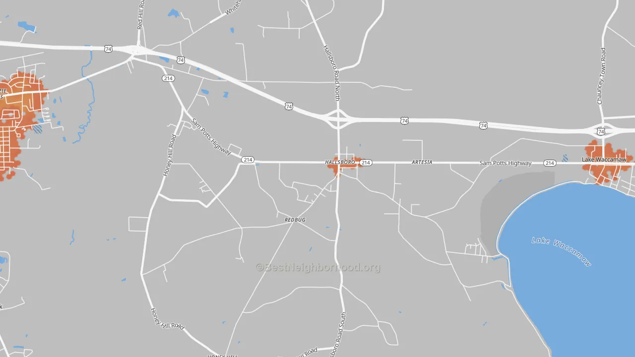 Bike Grade map of Hallsboro, NC