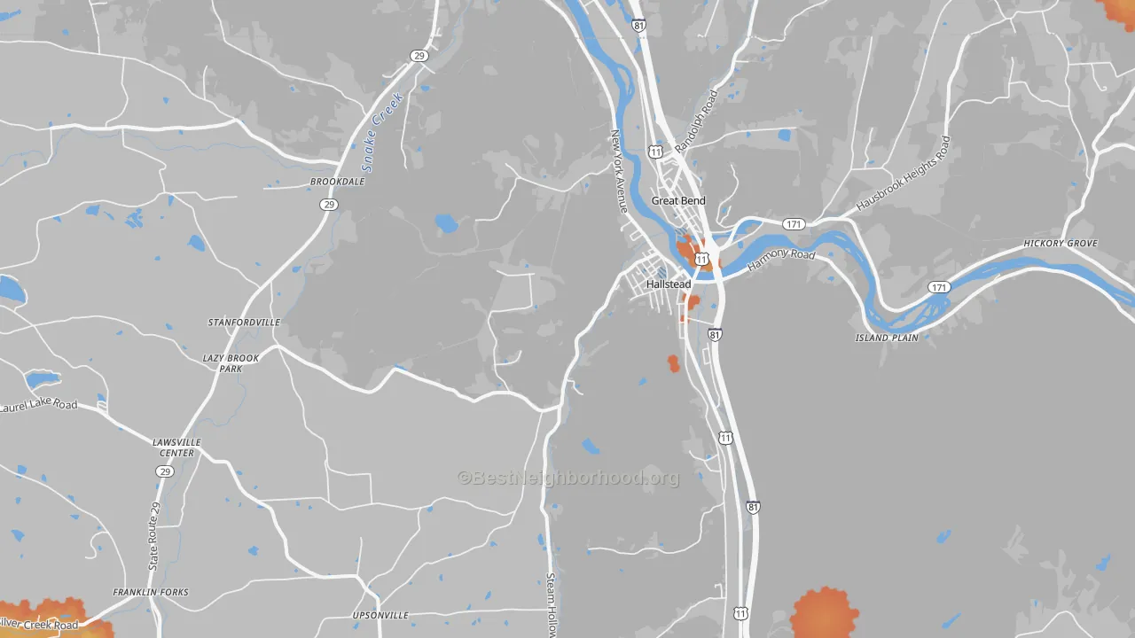 Bike Grade map of Hallstead, PA