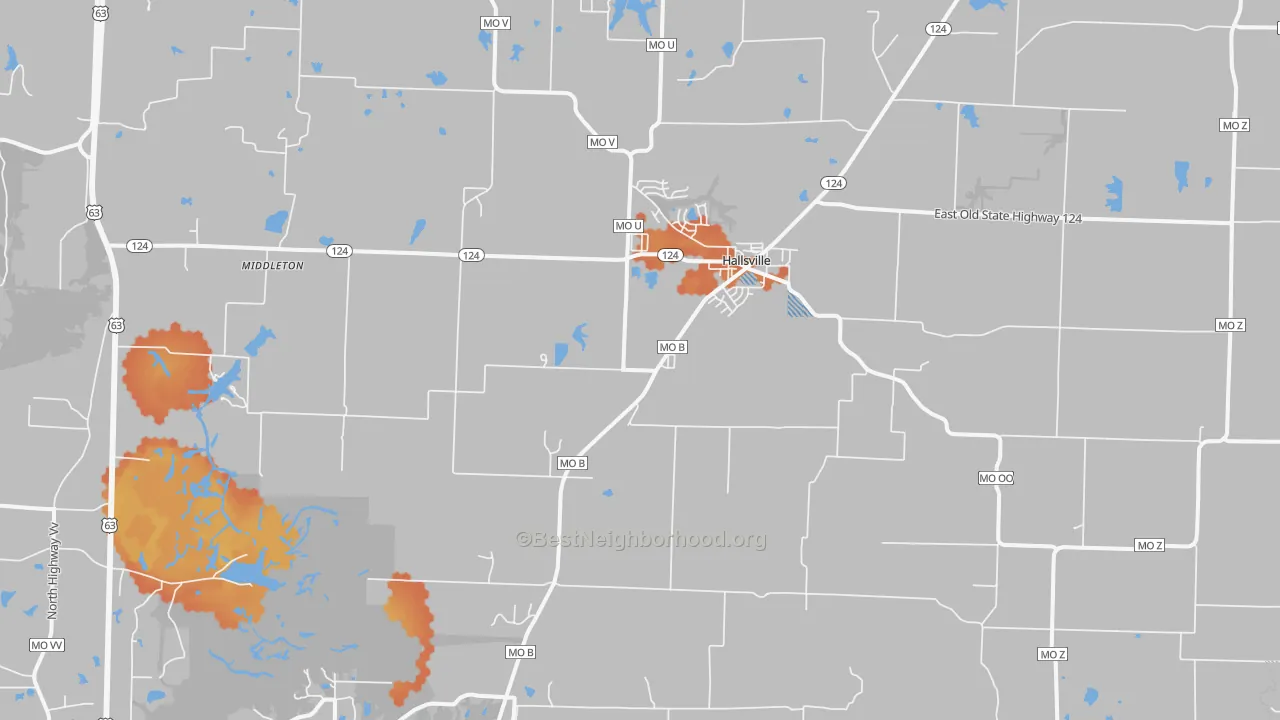 Bike Grade map of Hallsville, MO
