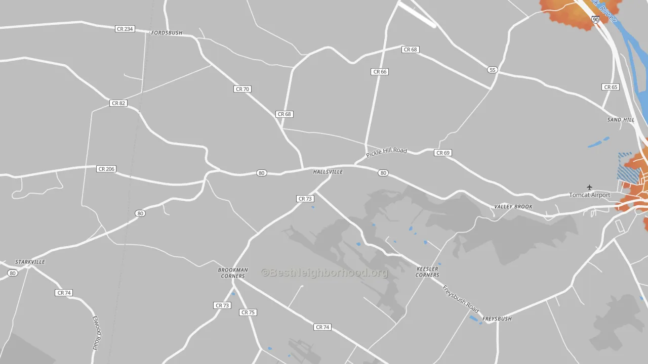 Bike Grade map of Hallsville, NY