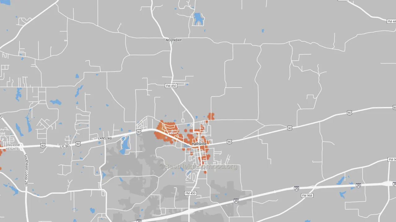 Bike Grade map of Hallsville, TX