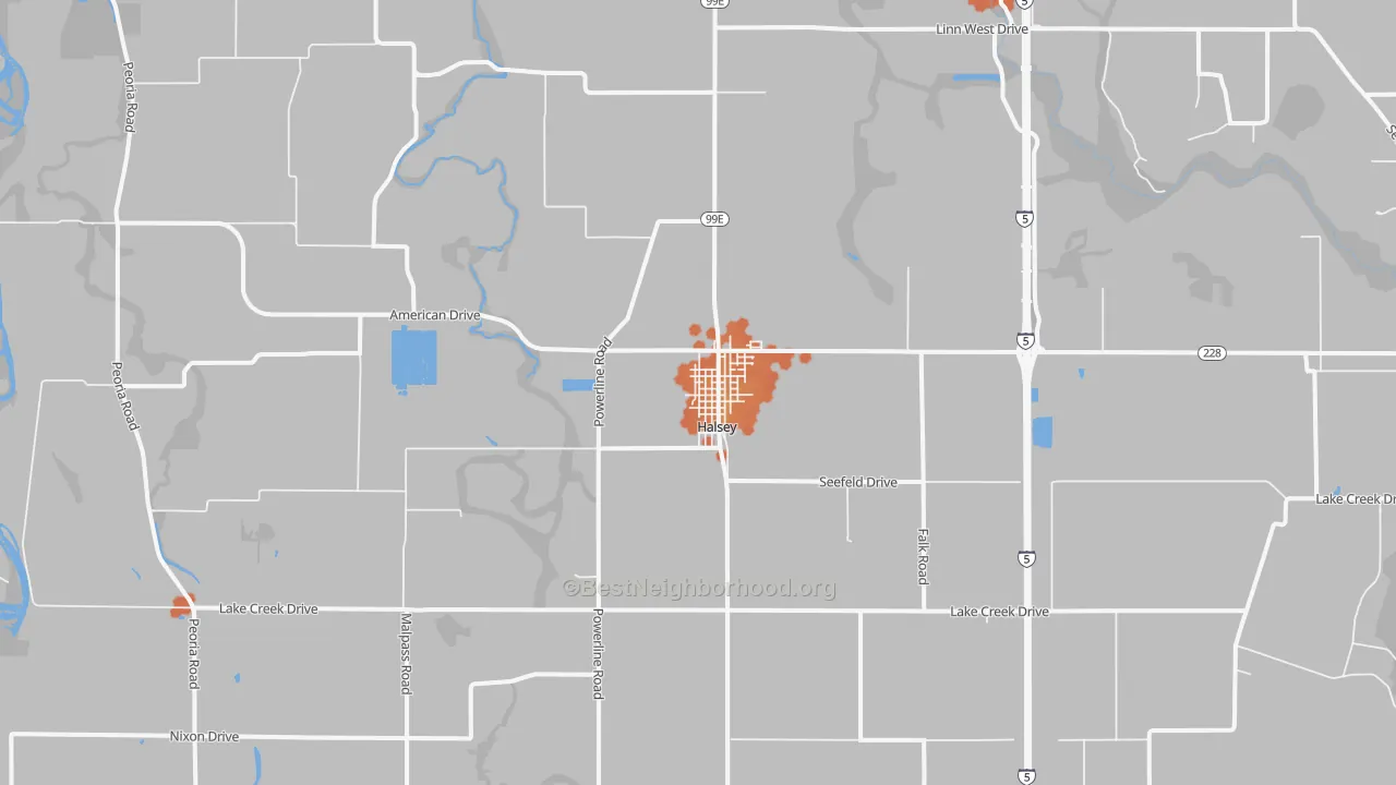 Bike Grade map of Halsey, OR