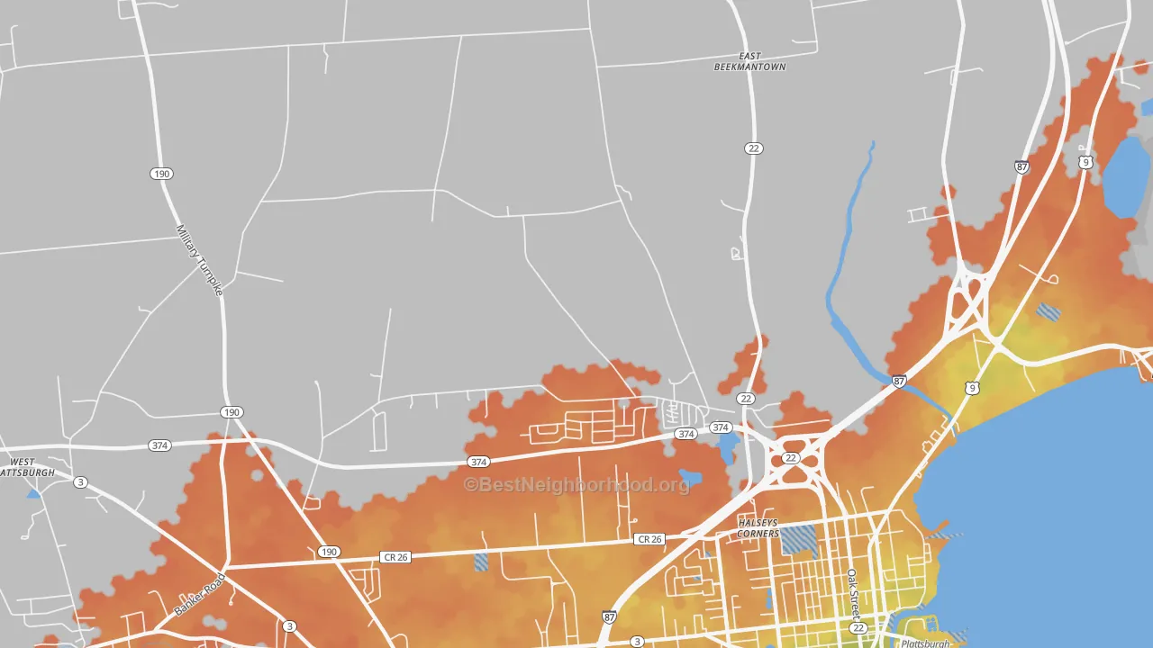 Bike Grade map of Halseys Corners, NY