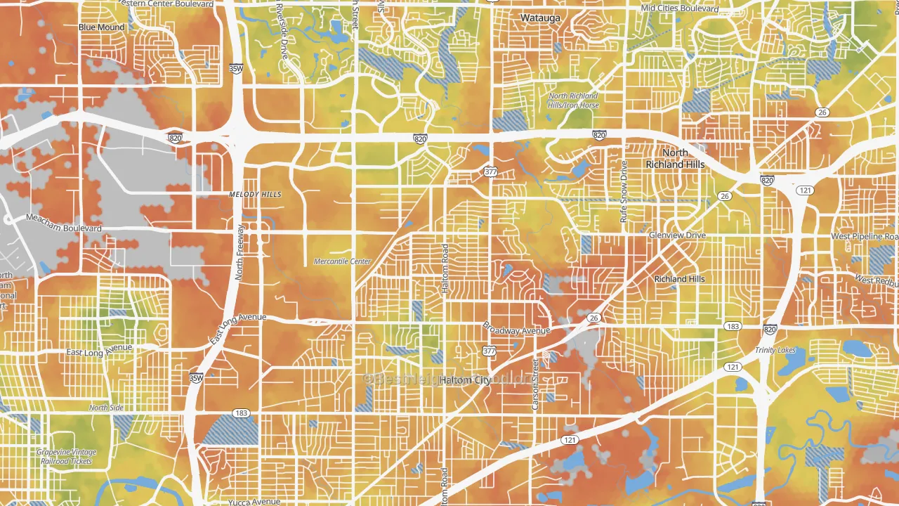 Bike Grade map of Haltom City, TX