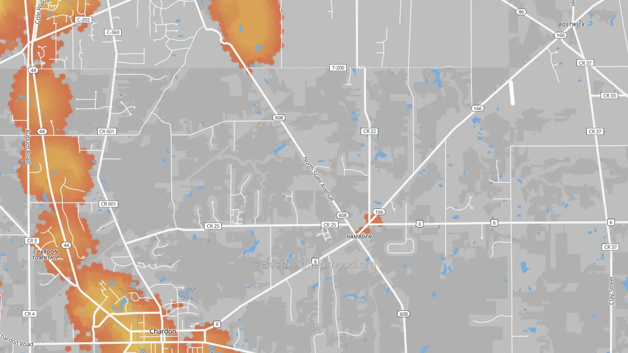 Bike Grade map of Hambden, OH