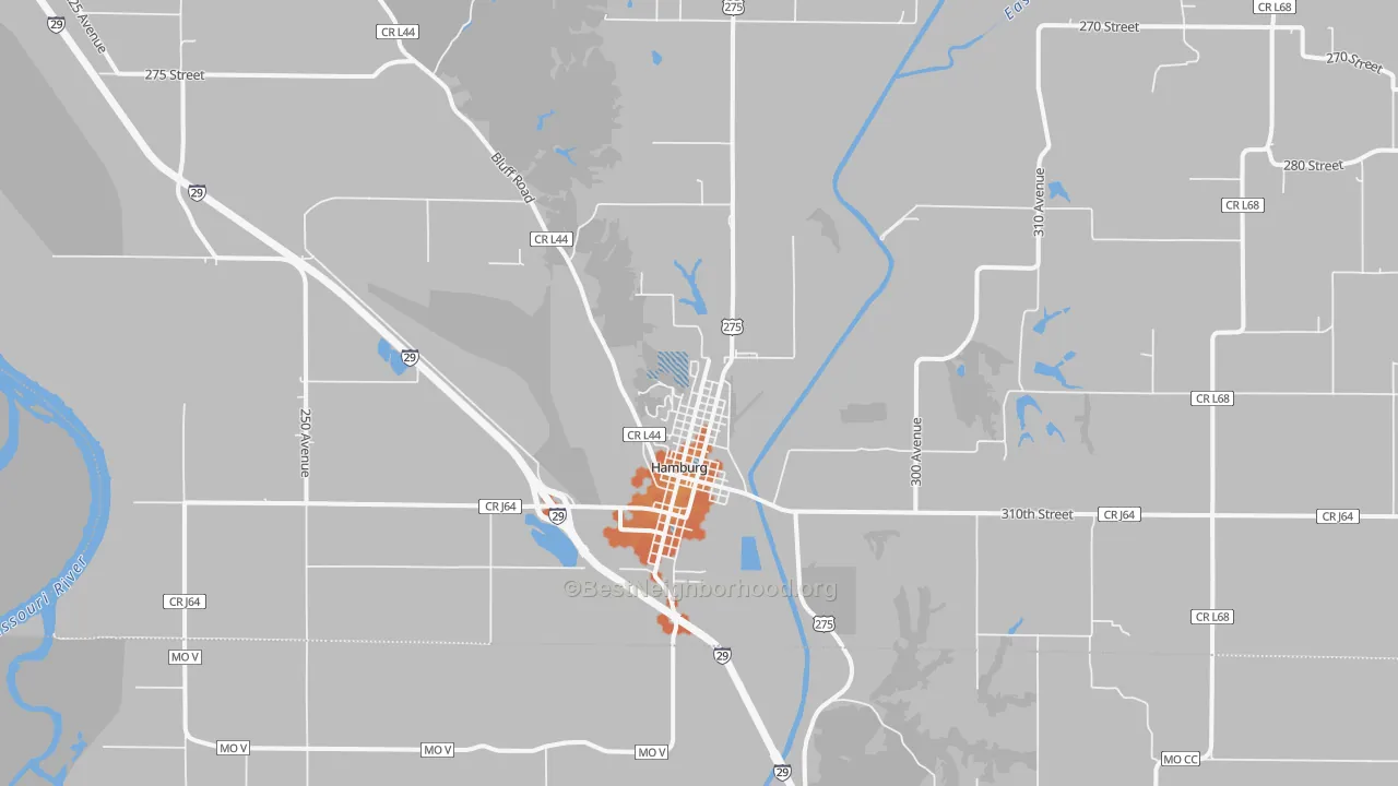 Bike Grade map of Hamburg, IA