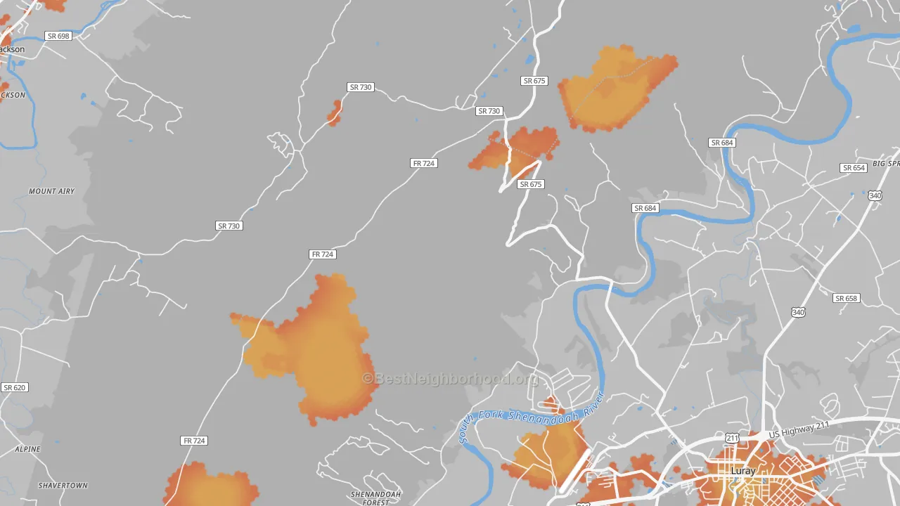 Bike Grade map of Hamburg, VA