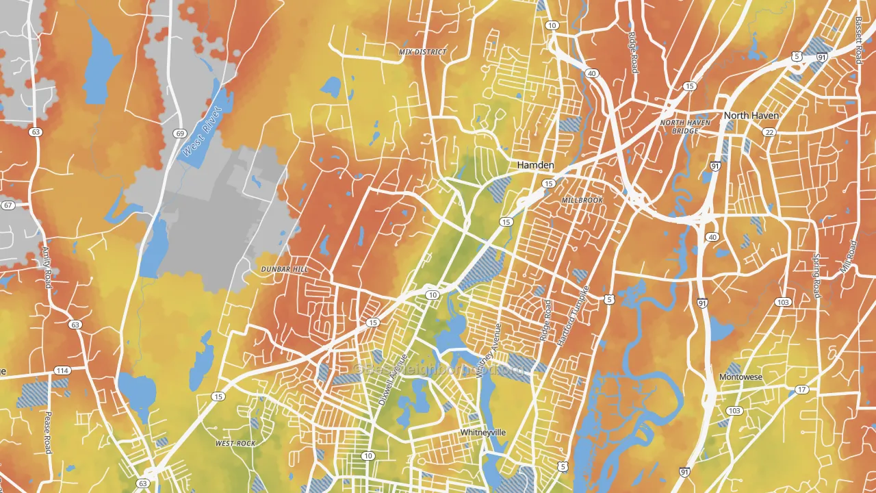 Bike Grade map of Hamden, CT