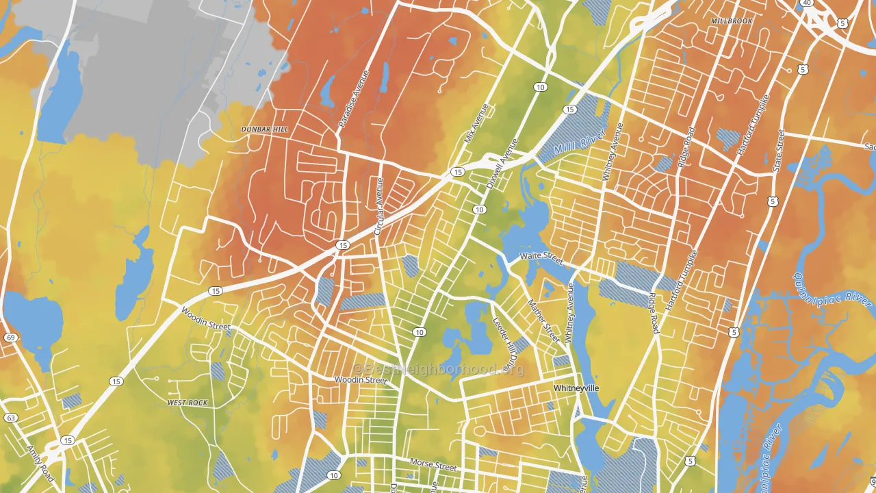 Bike Grade map of Hamden Plains, Hamden, CT
