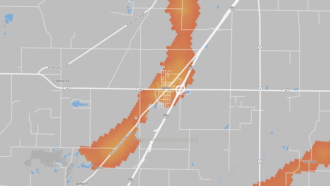 Bike Grade map of Hamel, IL