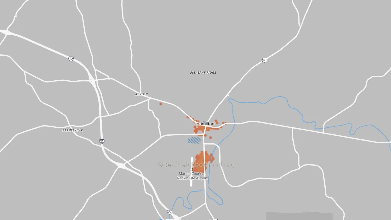 Bike Grade map of Hamilton, AL