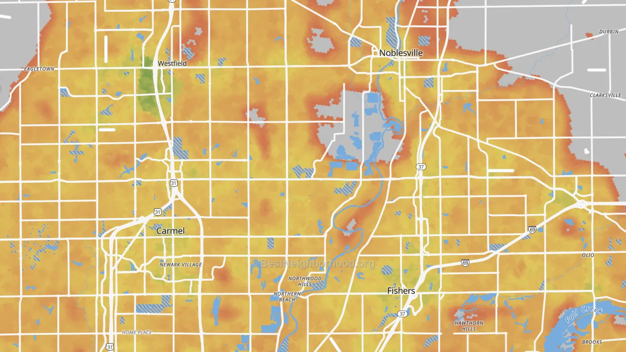 Bike Grade map of Hamilton County, IN