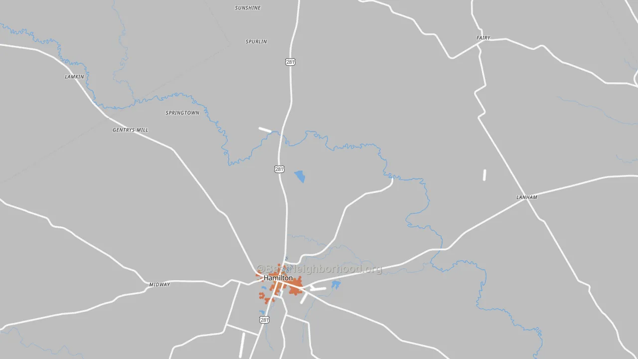 Bike Grade map of Hamilton County, TX