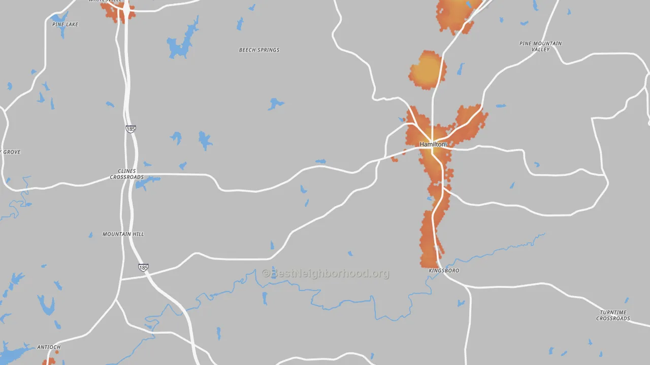 Bike Grade map of Hamilton, GA