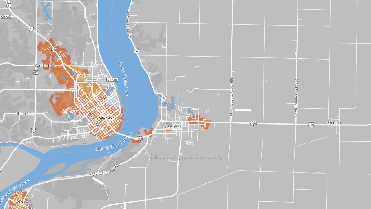 Bike Grade map of Hamilton, IL