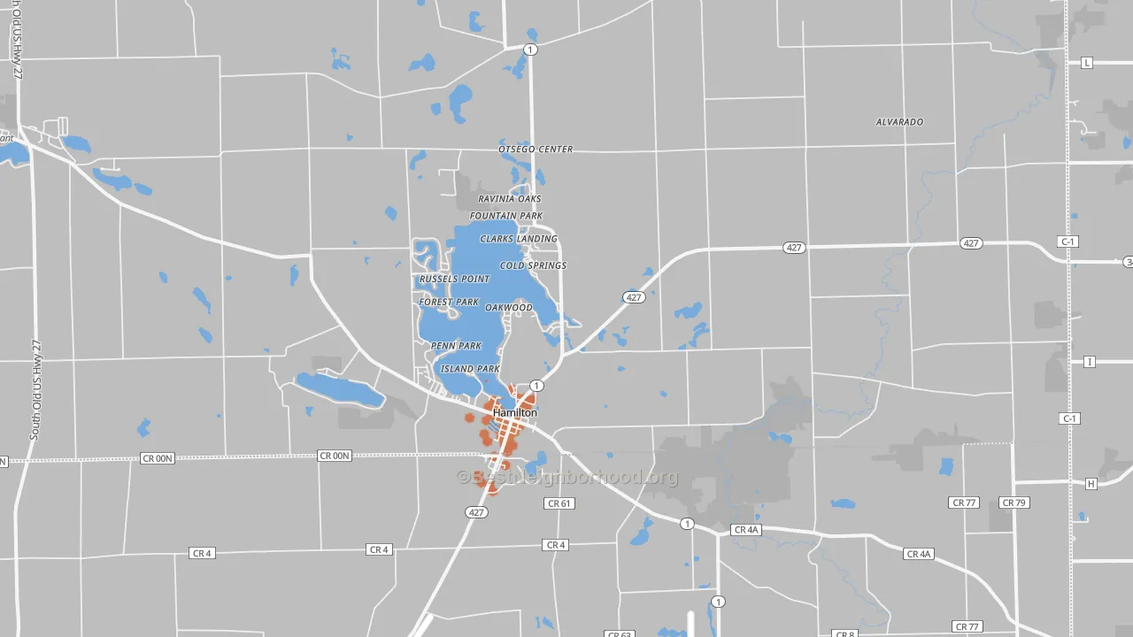 Bike Grade map of Hamilton, IN