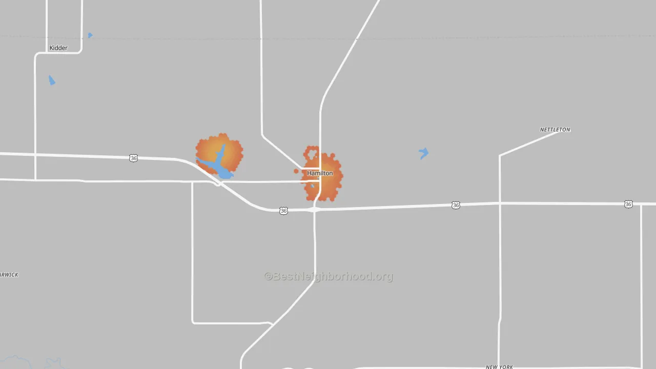 Bike Grade map of Hamilton, MO