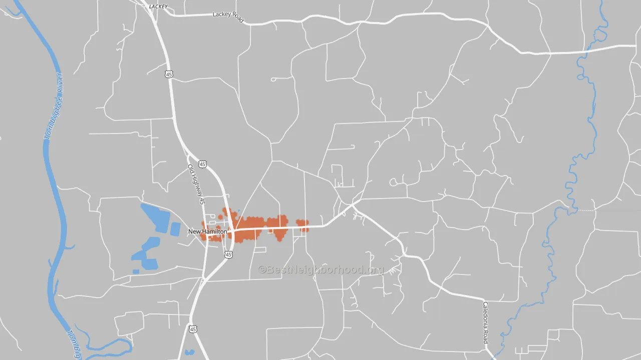 Bike Grade map of Hamilton, MS