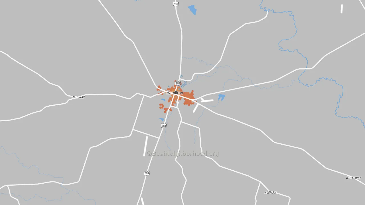 Bike Grade map of Hamilton, TX