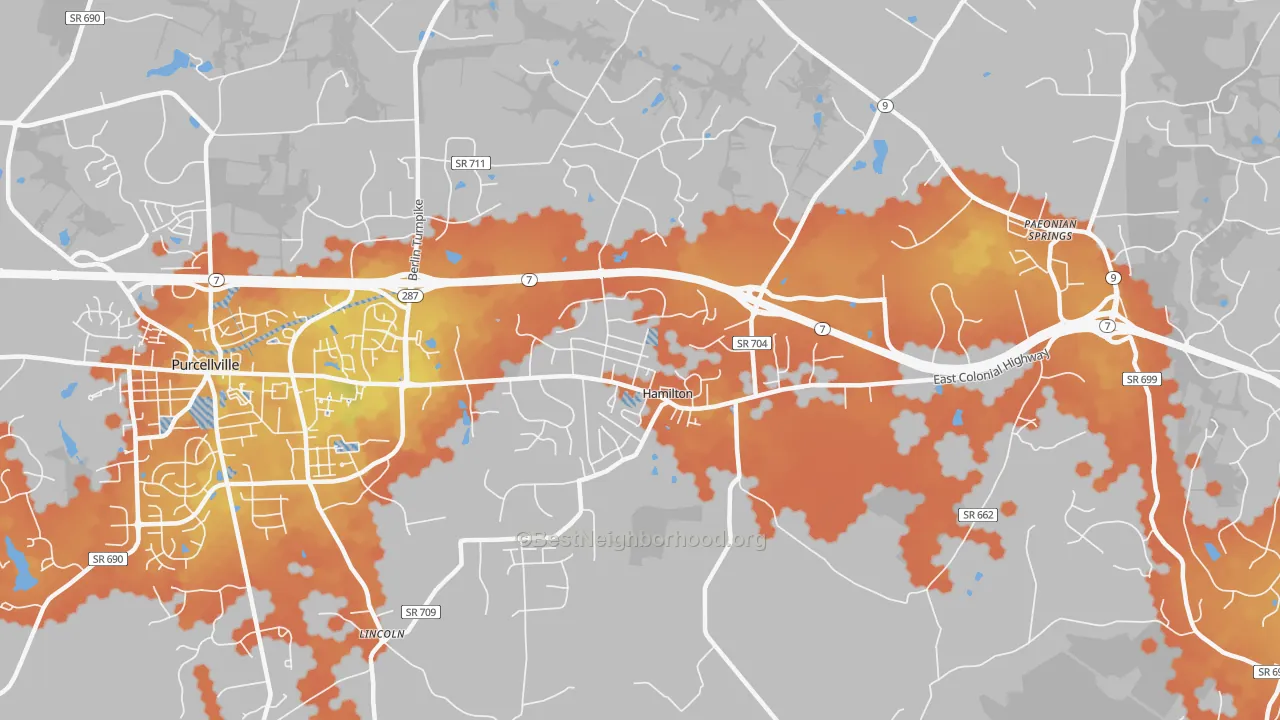 Bike Grade map of Hamilton, VA