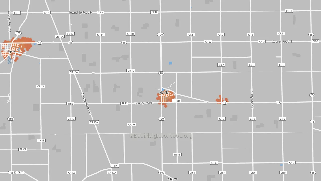 Bike Grade map of Hamler, OH