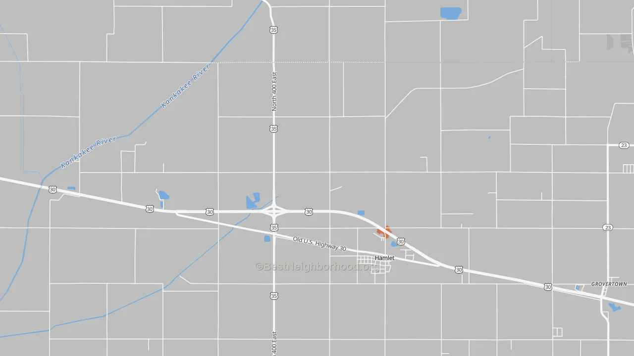 Bike Grade map of Hamlet, IN