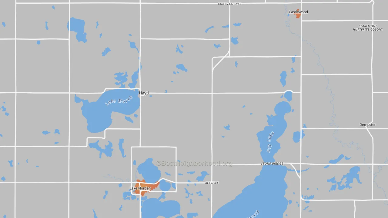 Bike Grade map of Hamlin County, SD