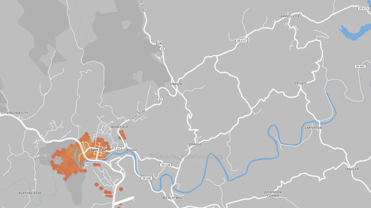 Bike Grade map of Hamlin, VA