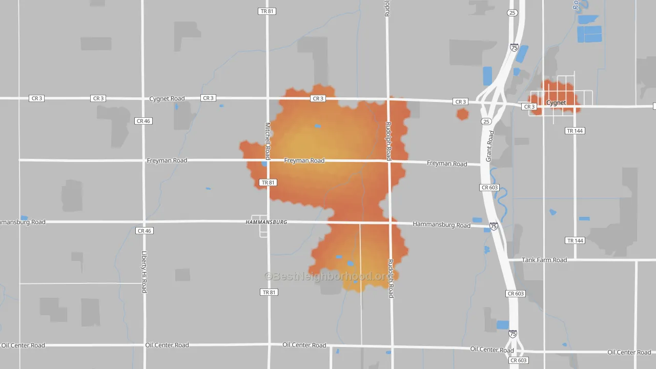 Bike Grade map of Hammansburg, OH