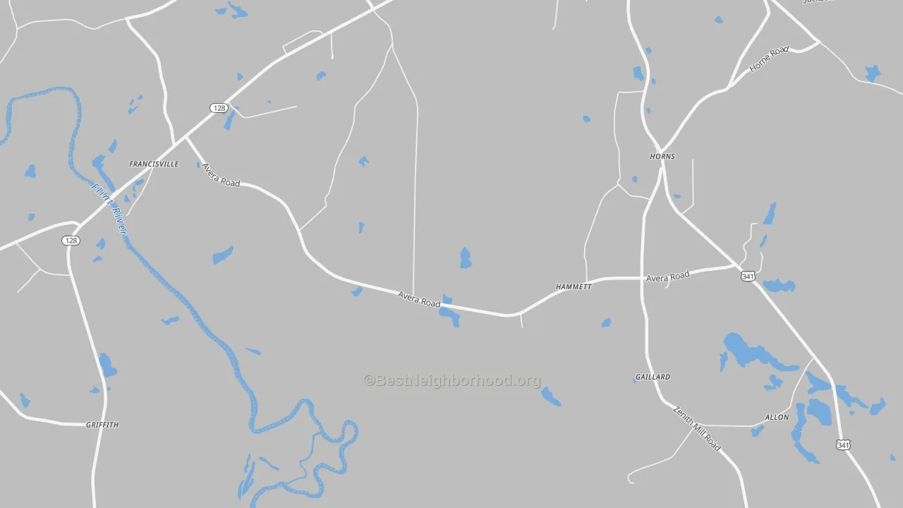 Bike Grade map of Hammett, GA