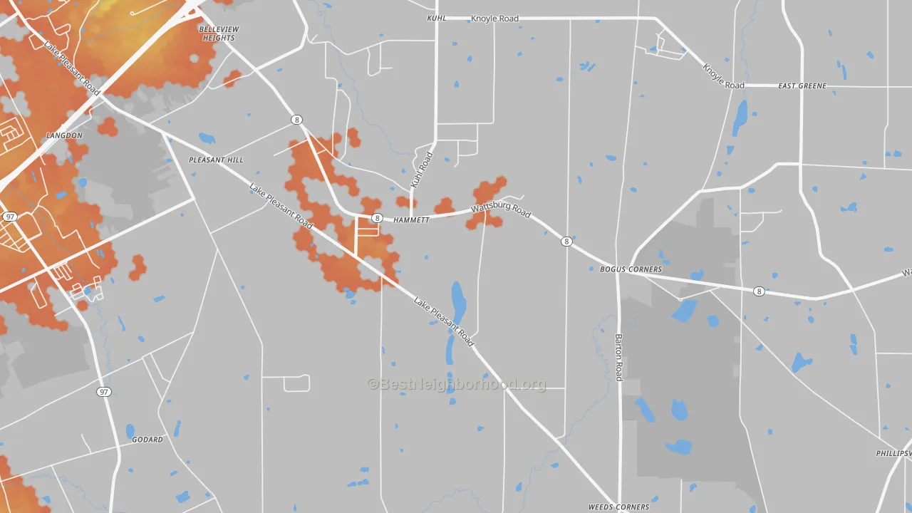 Bike Grade map of Hammett, PA