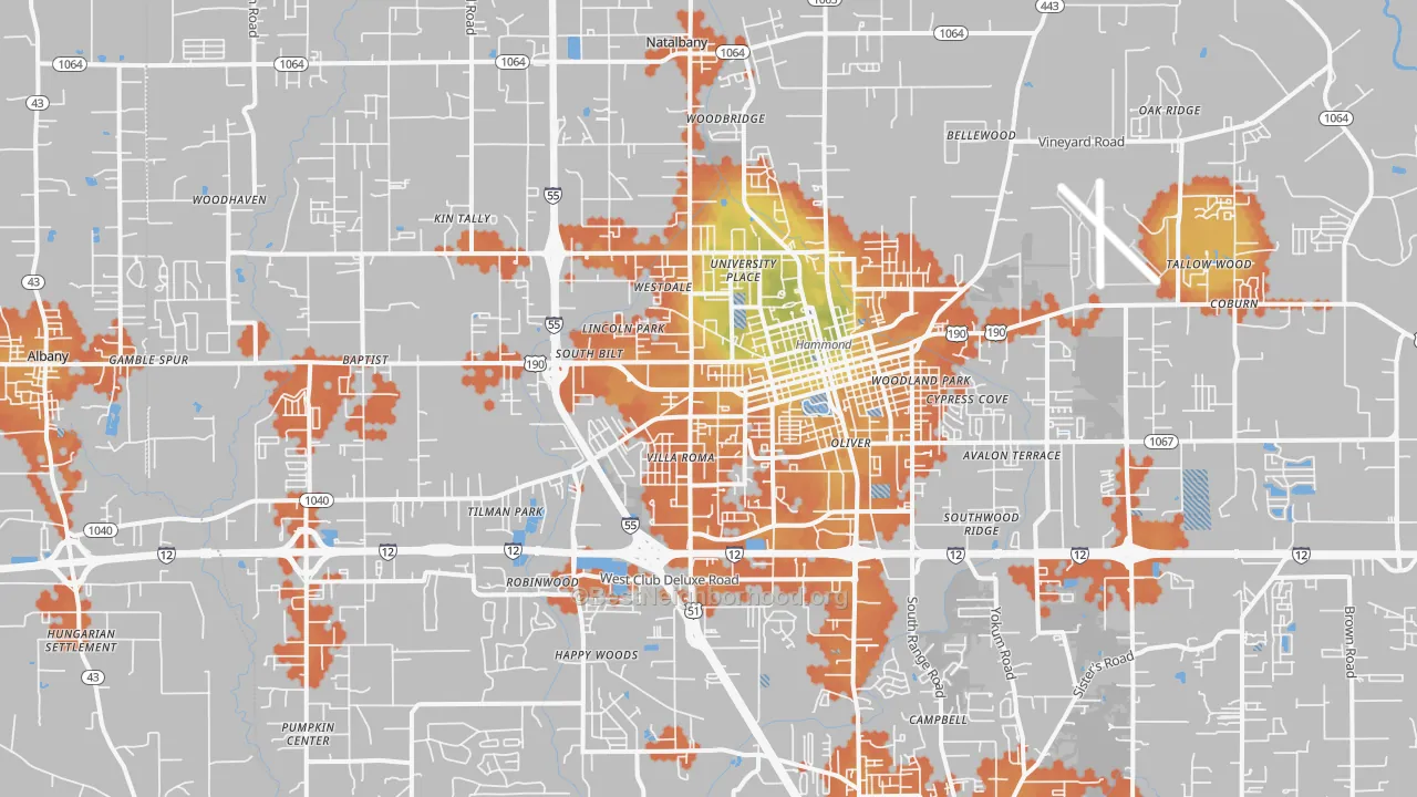 Bike Grade map of Hammond, LA