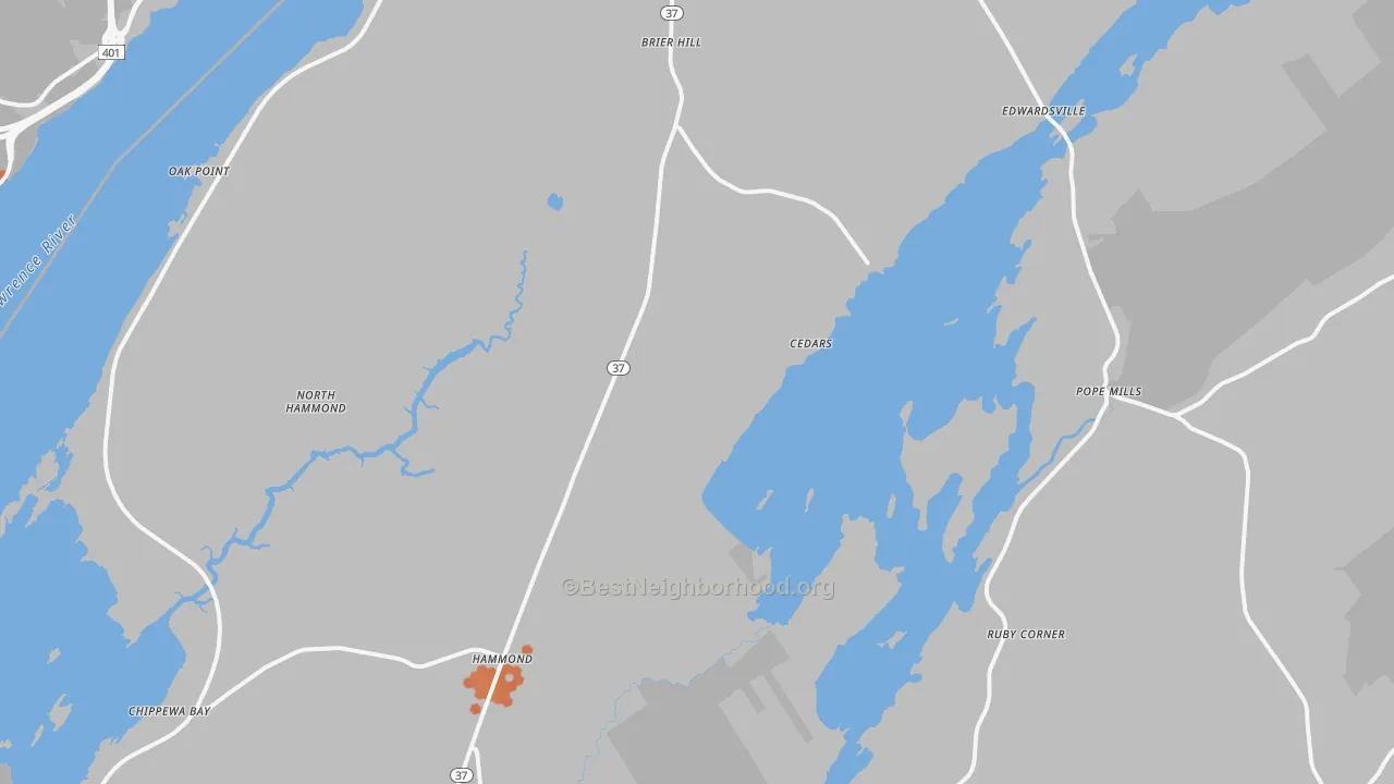 Bike Grade map of Hammond, NY