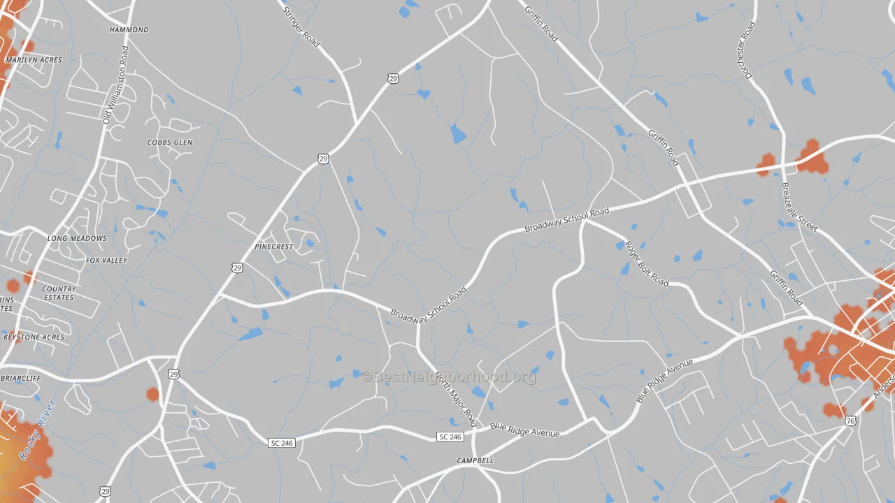 Bike Grade map of Hammond, SC