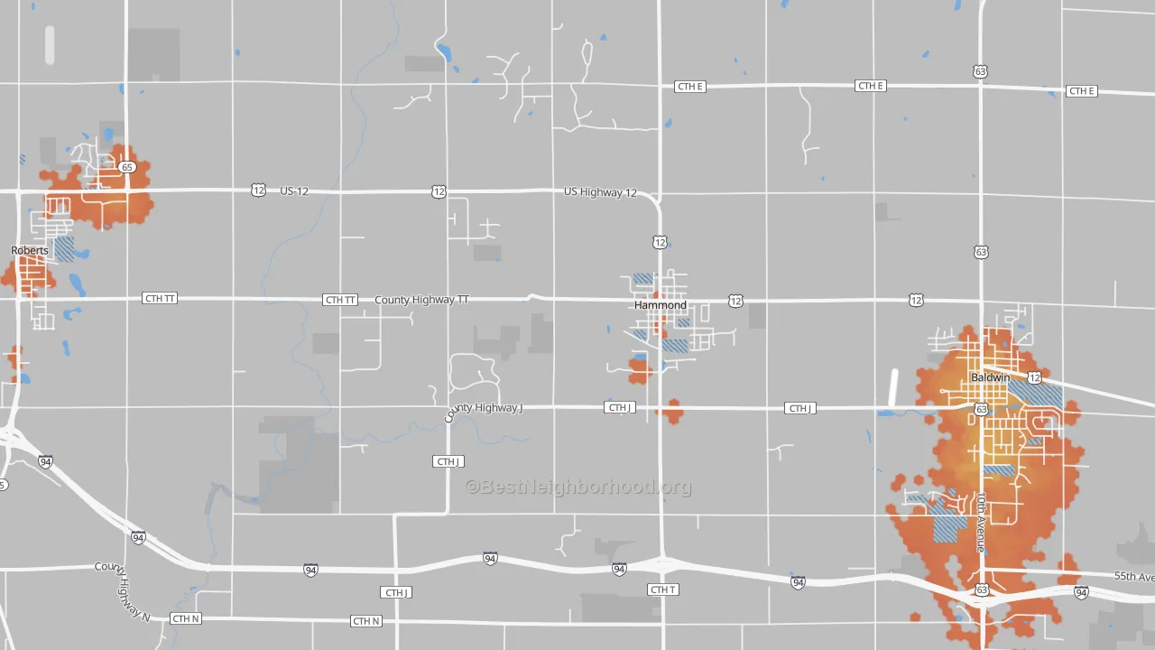 Bike Grade map of Hammond, WI