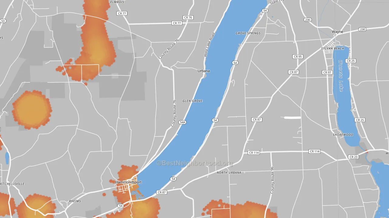 Bike Grade map of Hammondsport, NY