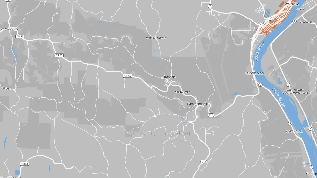 Bike Grade map of Hammondsville, OH