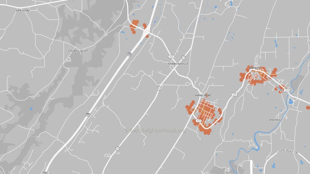 Bike Grade map of Hammondville, AL