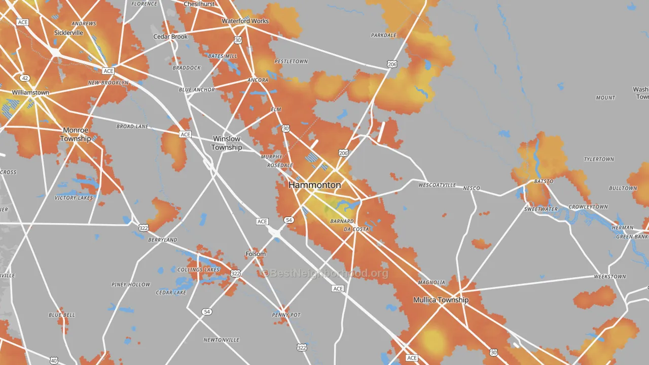 Bike Grade map of Hammonton, NJ